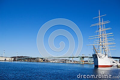 Sail ship in harbour Stock Photo