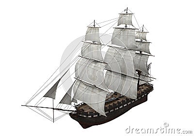 Sail Ship Isolated Stock Photo