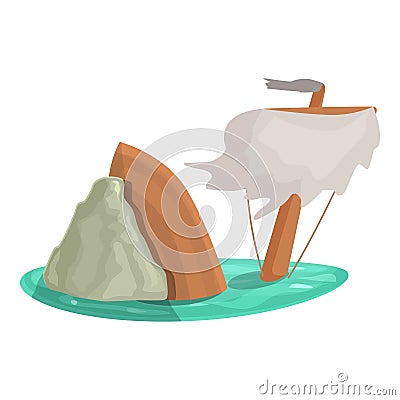 Sail shipwreck icon cartoon vector. Old ship Vector Illustration