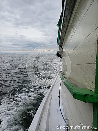 Sail using a traditional motor boat Stock Photo