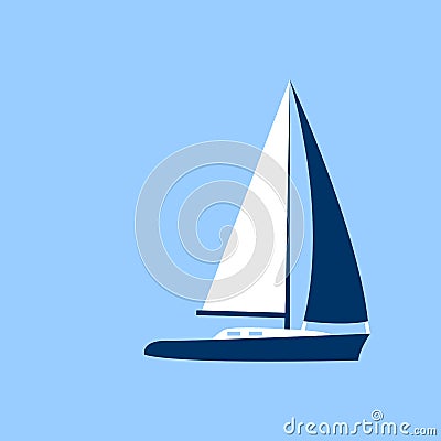 Sail Yacht Boat Flat Icon Vector Illustration Vector Illustration