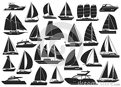 Sail yacht vector black set icon. Vector illustration sailboat on white background. Isolated black set icon sail yacht. Vector Illustration