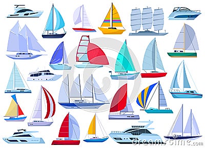 Sail yacht vector cartoon set icon. Vector illustration sailboat on white background. Isolated cartoon set icon sail Vector Illustration