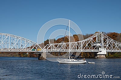 Sailing on the Connecticut River on a beautiful autumn day. Editorial Stock Photo