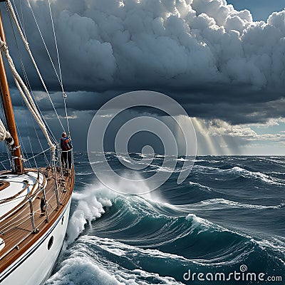 sailboat engaged in a sudden maneuver Stock Photo