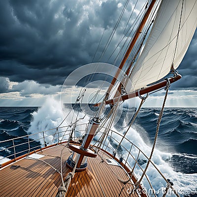 sailboat engaged in a sudden maneuver Stock Photo