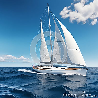 sailboat engaged in a sudden maneuver Stock Photo