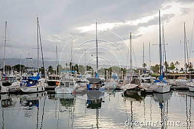 Sailboat harbor in Haleiwa, Oahu, Hawaii Editorial Stock Photo