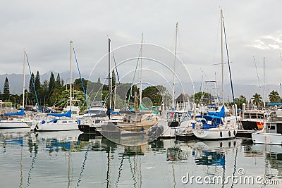 Sailboat harbor in Haleiwa, Oahu, Hawaii Editorial Stock Photo