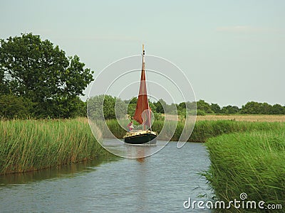 Sailboat Horsey Mere Norfolk Broads Stock Photo