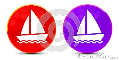 Sailboat icon glossy round buttons illustration Vector Illustration