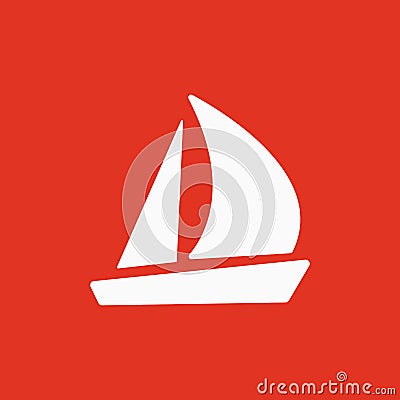 The sailboat icon. Sailing ship symbol. Flat Vector Illustration