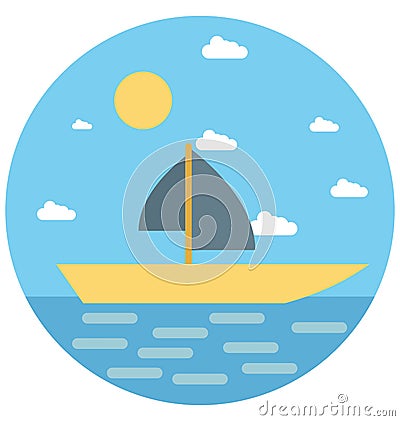 Sailboat Illustration Color Vector Isolated Icon easy editable and special use for Leisure,Travel and Tour Vector Illustration