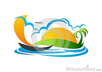 Sailboat,logo,yacht,symbol,beach,vacation, vector icon design Vector Illustration