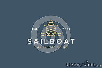 Sailboat Marine Company Brand Logo Template Vector Illustration