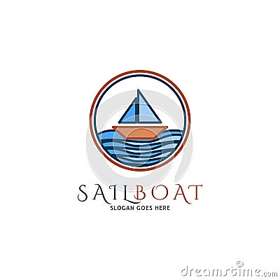 Sailboat Marine Icon Vector Logo Template Illustration Design Vector Illustration