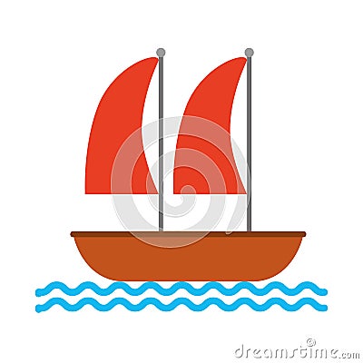 Sailboat marine isolated icon Vector Illustration