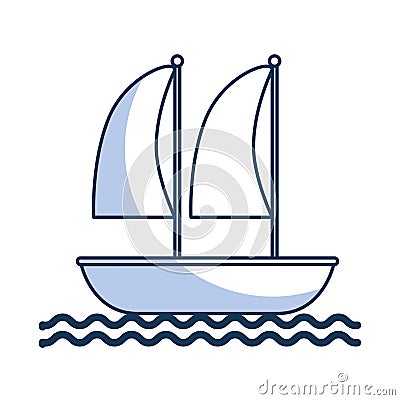 Sailboat marine isolated icon Vector Illustration