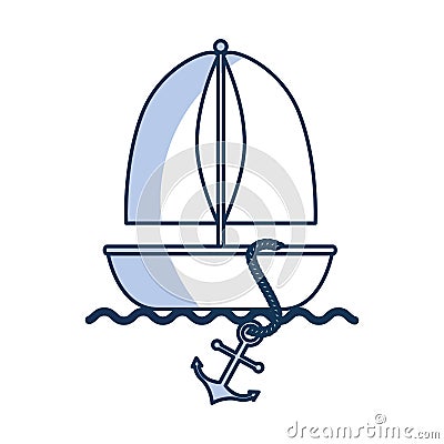 Sailboat marine isolated icon Vector Illustration