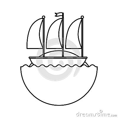 Sailboat marine isolated icon Vector Illustration