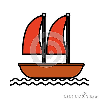 Sailboat marine isolated icon Vector Illustration