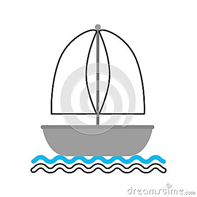 Sailboat marine isolated icon Vector Illustration