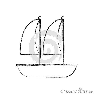 Sailboat marine isolated icon Vector Illustration