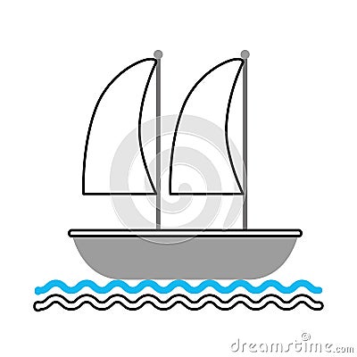 Sailboat marine isolated icon Vector Illustration