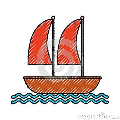 Sailboat marine isolated icon Vector Illustration