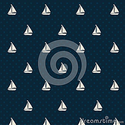 sailboat maritime emblem icon Cartoon Illustration