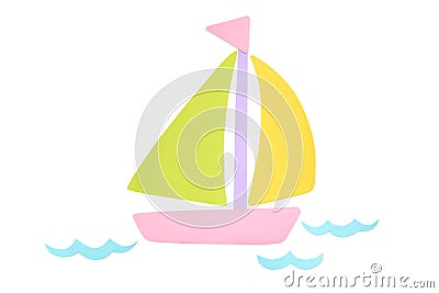Sailboat paper cut on white background Stock Photo