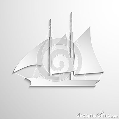 Sailboat paper white on jigh background Vector Illustration