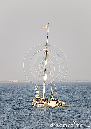 Sailboat in the River Editorial Stock Photo