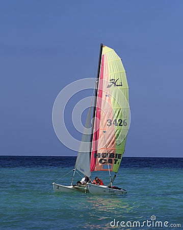 Sailboat At Playa Del Este Cuba Editorial Stock Photo