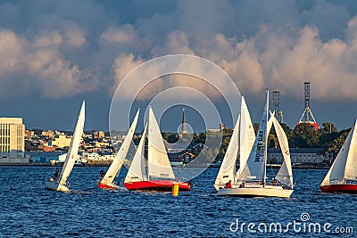 Sailboat Race on Hudson River Editorial Stock Photo