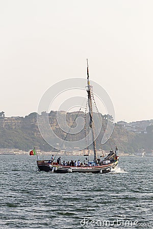 Sailboat in the River Editorial Stock Photo