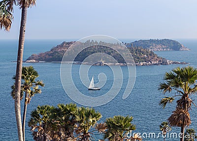 Sailboat sailing in andaman sea at laem phrom thep Stock Photo