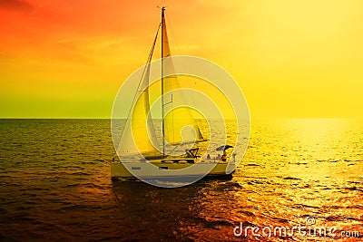 Sailboat Sailing on the Mediterranean sea Editorial Stock Photo