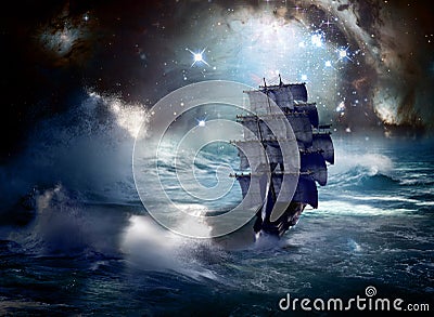 Ship Close To Heaven Stock Photo