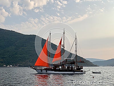 Sailboat with scarlet sails Editorial Stock Photo