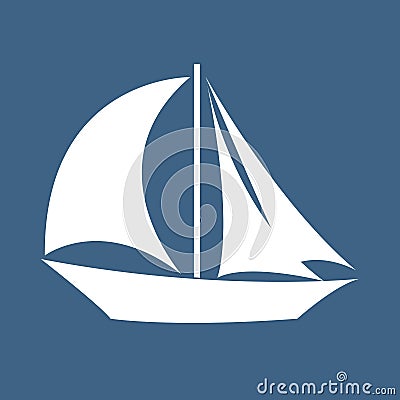 Sailboat in the sea, simple sailboat silhouette Vector Illustration