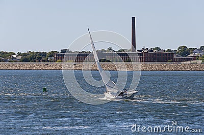 Sailboat Sea Swell taking advantage of brisk summer wind Editorial Stock Photo