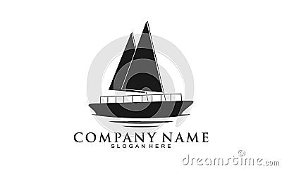 Sailboat simple illustration vector logo Vector Illustration