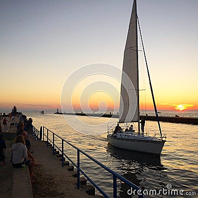 Sailboat sunset Editorial Stock Photo