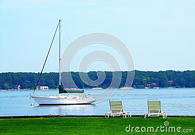 Sailboat White Lake Michigan Stock Photo