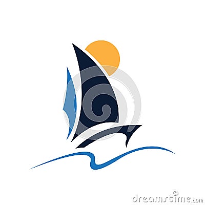 Sailboat or yacht vector logo icon. Vector Illustration
