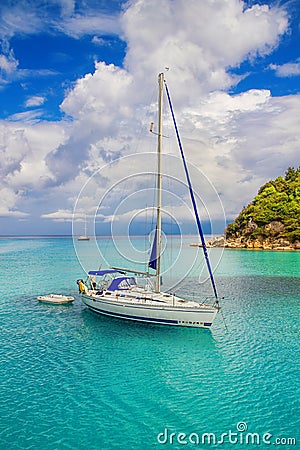 Sailboats at Lakka Bay, Paxos, Greece Stock Photo