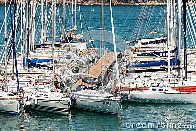 Sailboats Moored in the Lerici Port - Gulf of La Spezia Liguria Italy Editorial Stock Photo