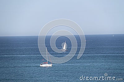 Sailboats and Schooners in The Sea Stock Photo