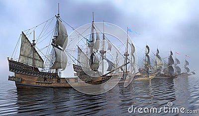 Sailboats On The Sea 3D Illustration Stock Photo